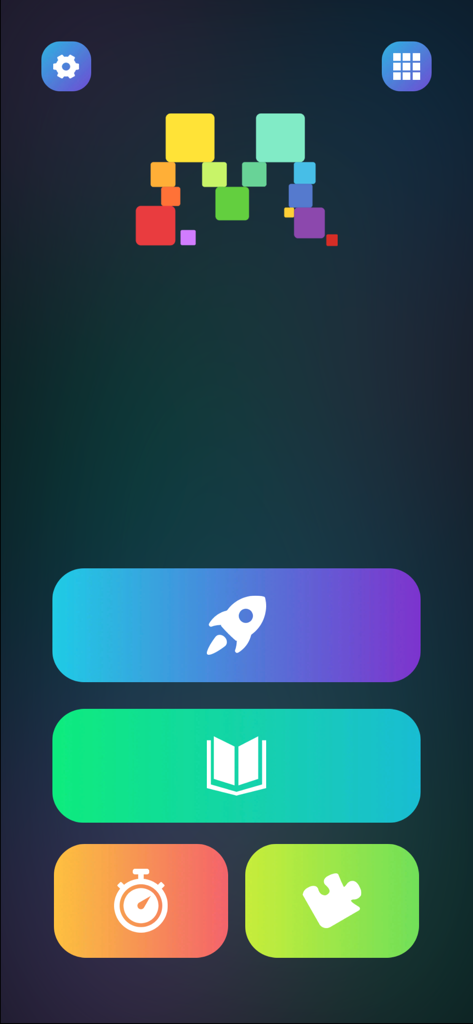 Main menu of Puzzle School 3D Cube Tutor app with colorful interface buttons for solver lessons and timer