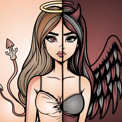 devil vs angel realistic girl