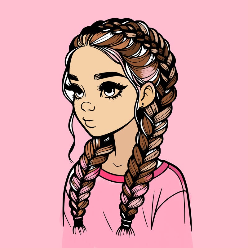 realistic girl with braids