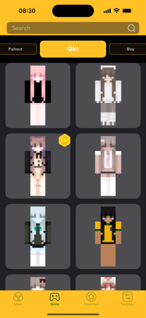 Galería de skins de chica estéticas y lindas para Minecraft en la aplicación Nova Skins