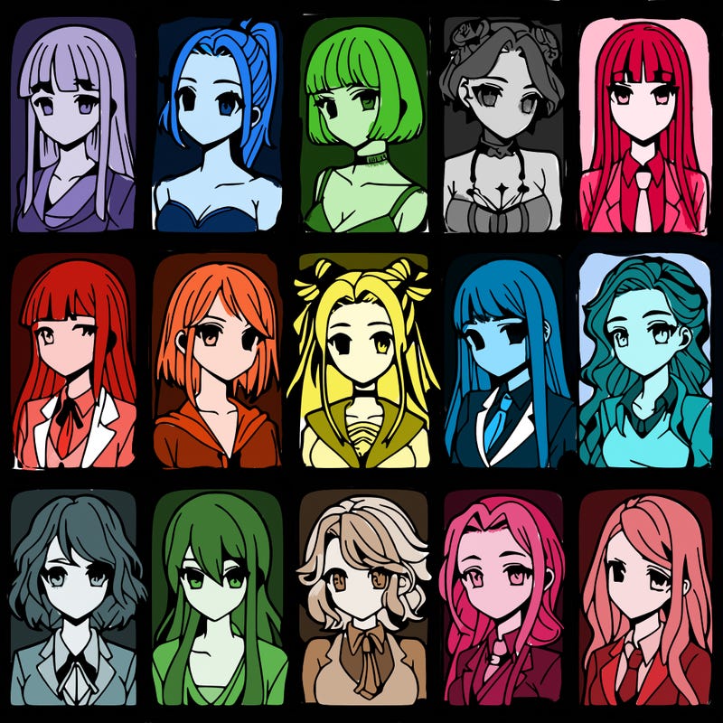 girls that look diffrent anime