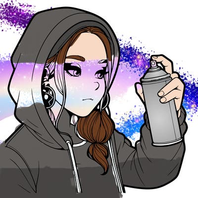 a realistic girl, spray painting