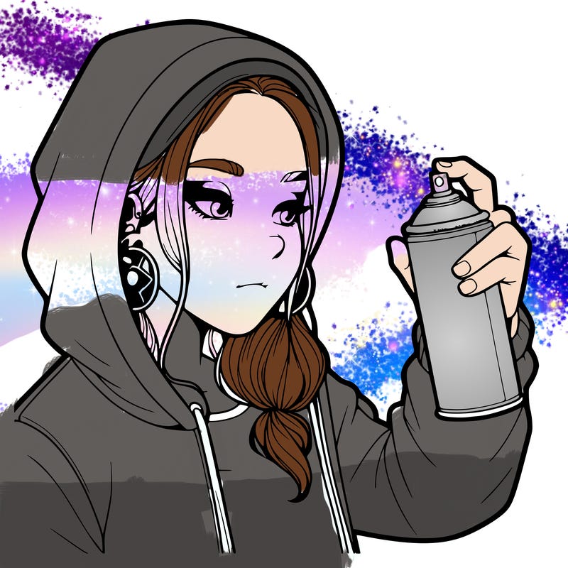 a realistic girl, spray painting