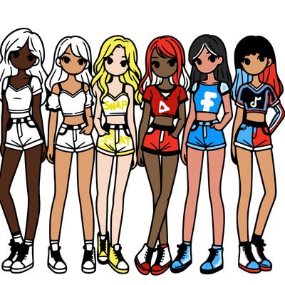 a group of girls wearing crop tops and shorts