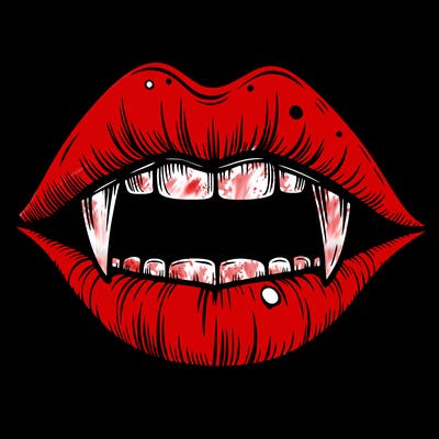 lips with vampire teeth