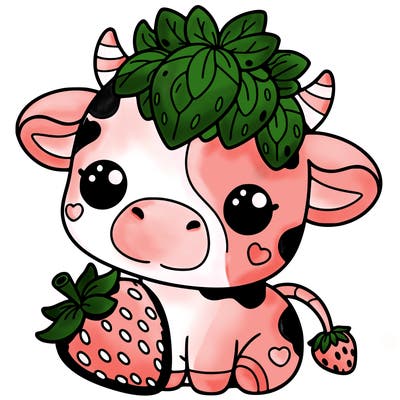 cute strawberry cow