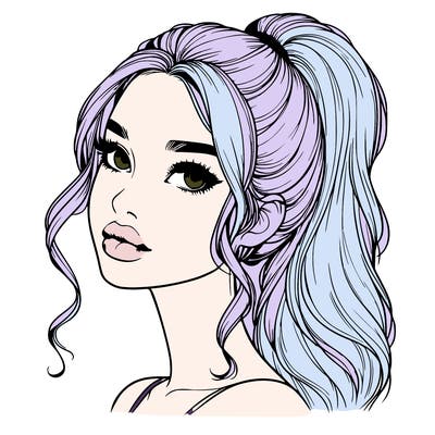 realistic girl with a ponytail on her hair and lips