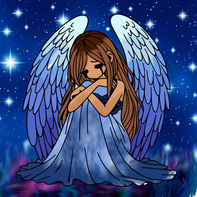 ethereal girl in grief, lonely and heartbroken