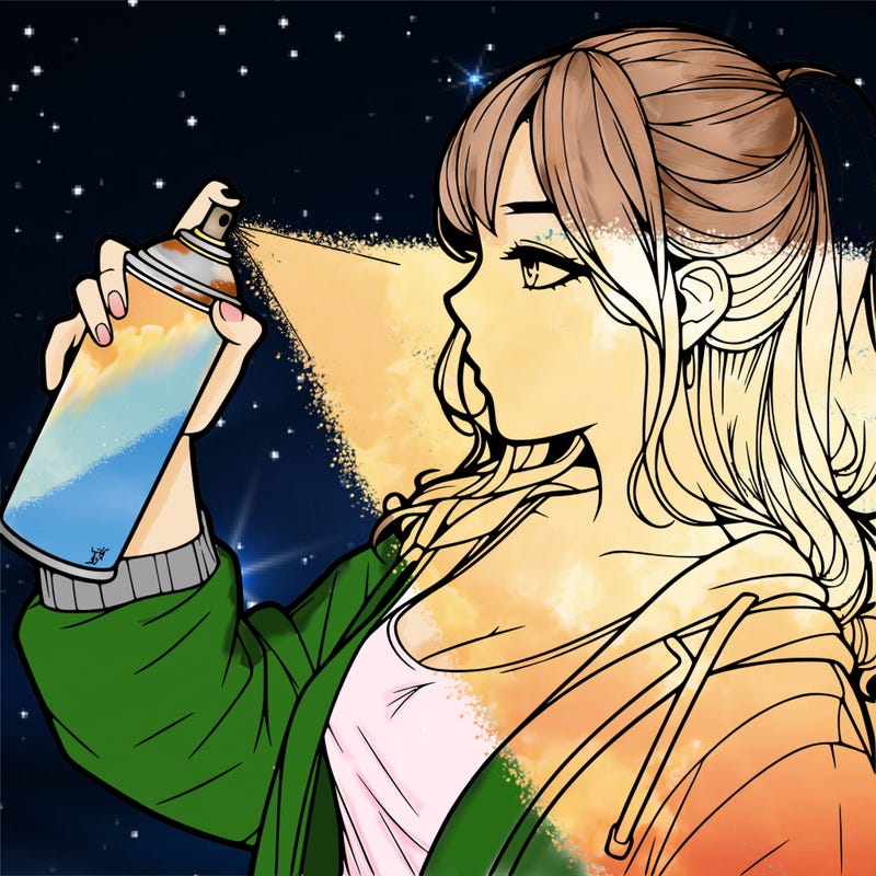 a realistic girl spray, painting