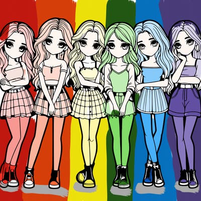 a group of girls realistic