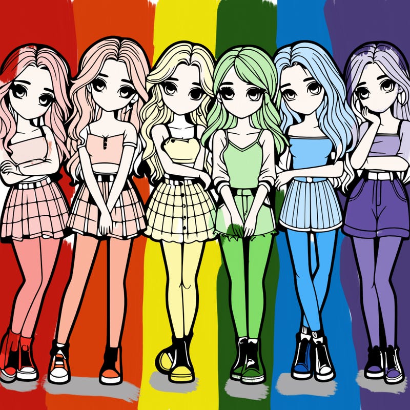 a group of girls realistic