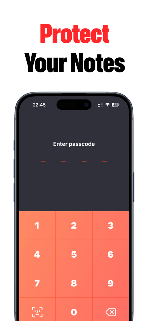 Lock Notes: Private Journal - Numeric passcode lock screen on the Lock Notes private journal app