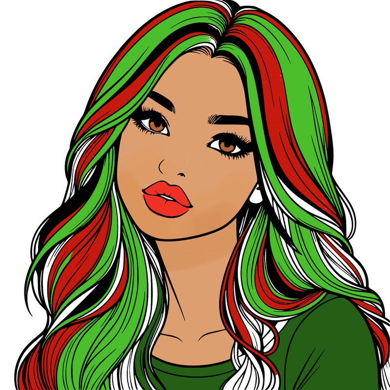 realistic girl with hair on her hair and lips