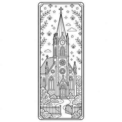 Bring this stunning church architecture to life with your favorite colors. This intricate bookmark design offers a peaceful and rewarding creative escape for all ages.