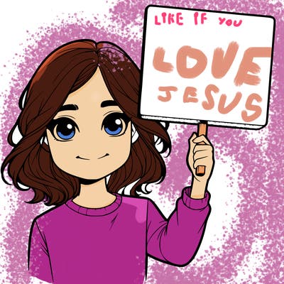 realistic girl holding up a sign