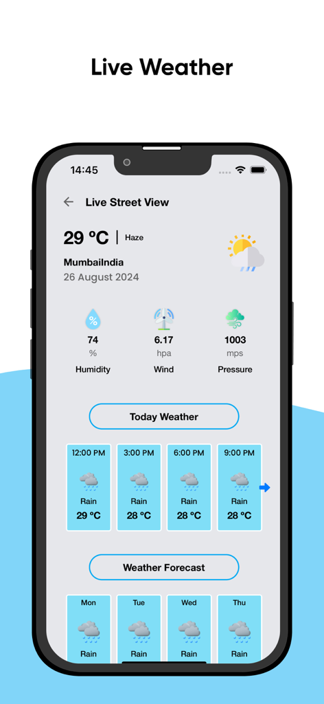 Live Street Camera View - Live weather forecast interface for Mumbai in the Live Street Camera View app