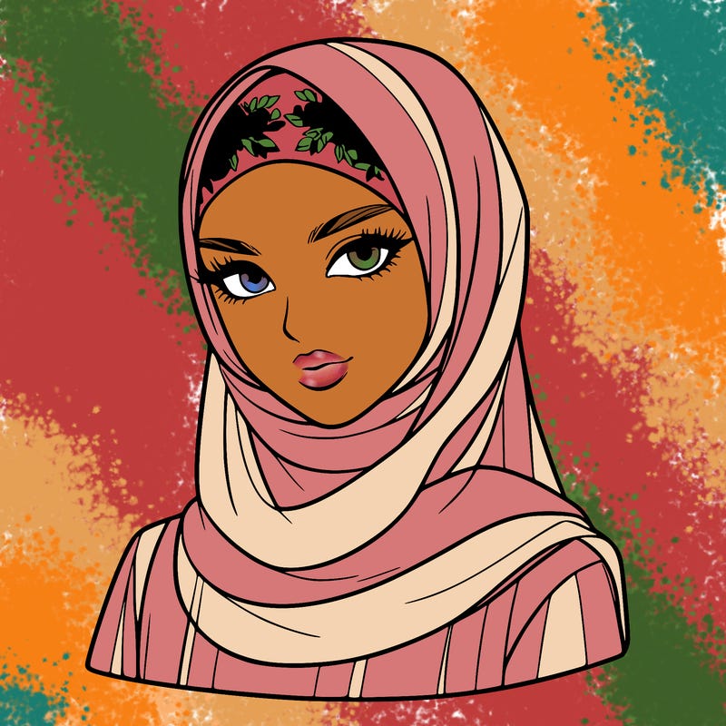 a muslim fashion model who wears a veil realistic