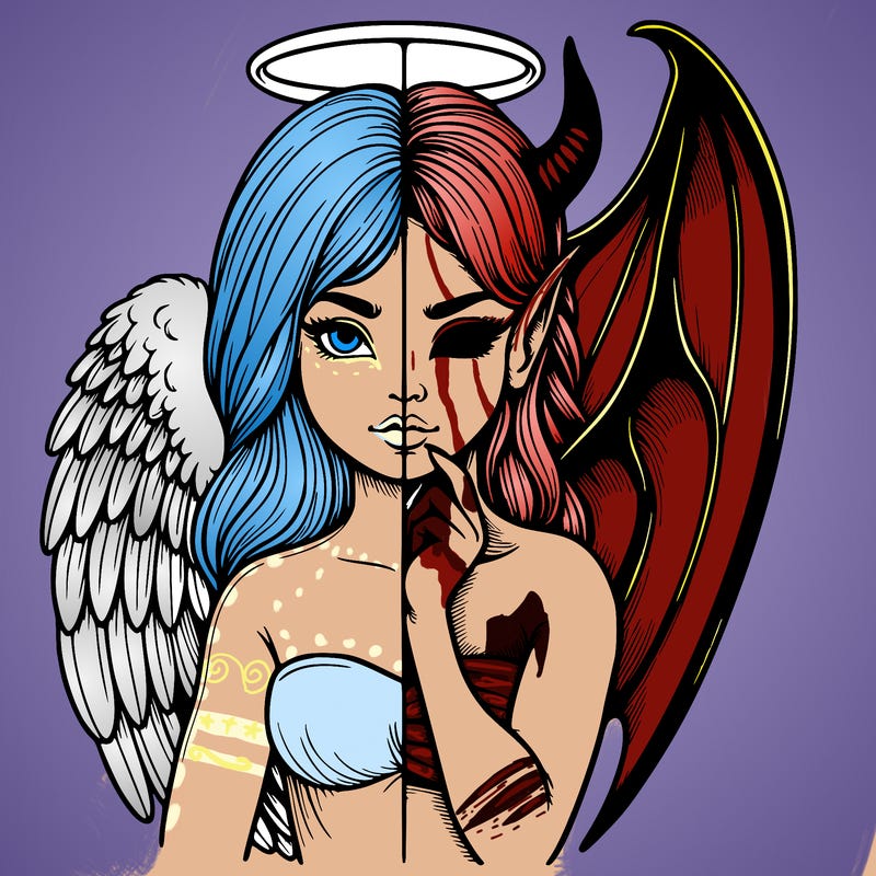 realistic angel half demon