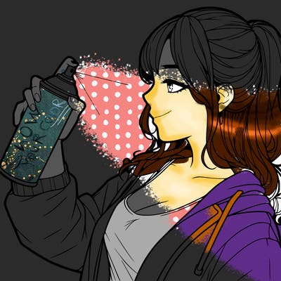 a realistic girl spray, painting