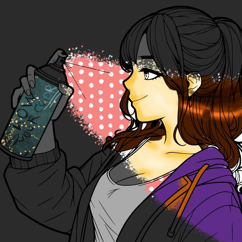 a realistic girl spray, painting