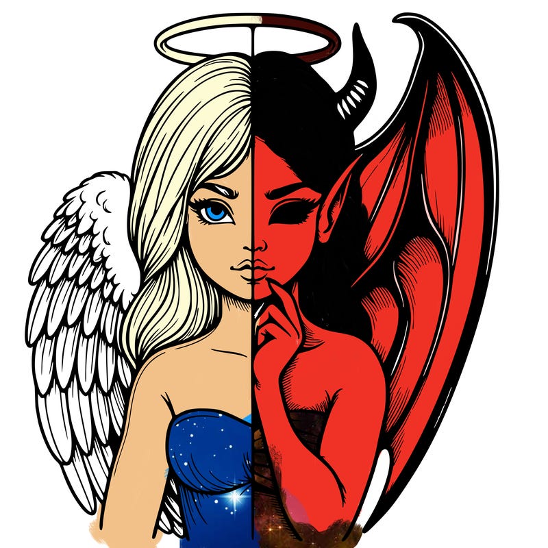 realistic angel half demon