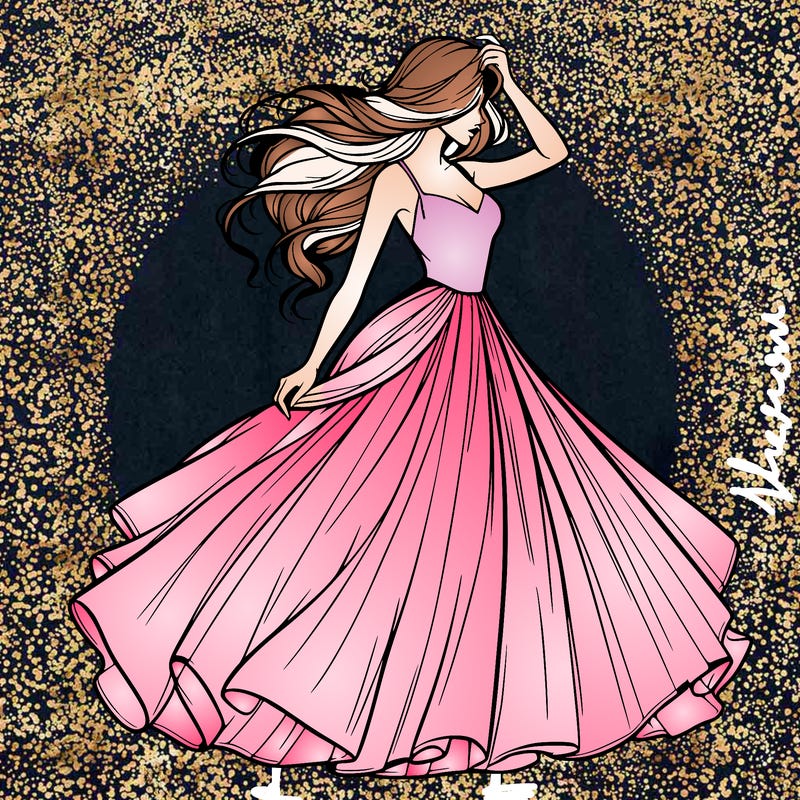 realistic woman with dress flowing in the wind