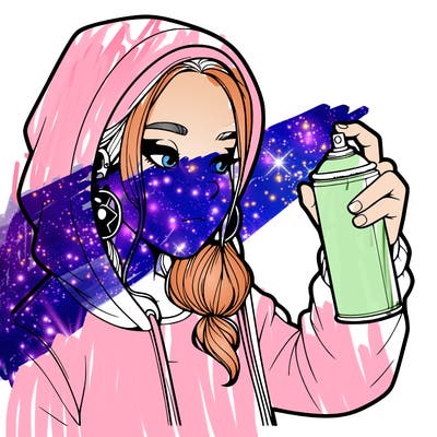 a realistic girl, spray painting