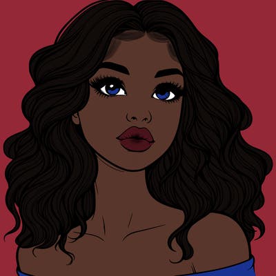 realistic girl with wavy hair and lips