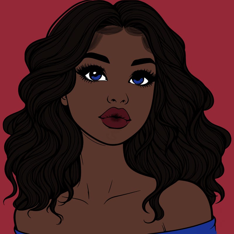 realistic girl with wavy hair and lips