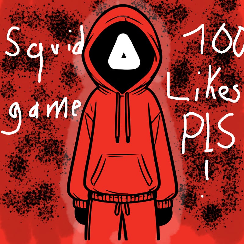 faceless girl in a tracksuit with a hood on and no hair