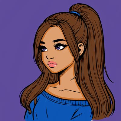 realistic girl with a high ponytail