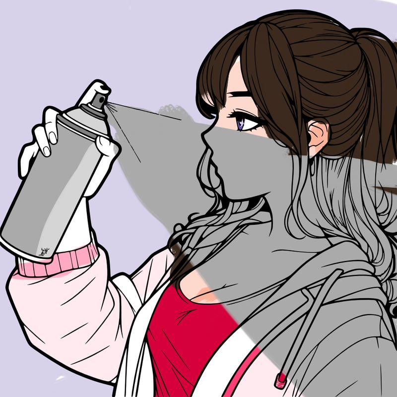 a realistic girl spray, painting
