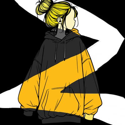 realistic girl with a oversized sweatshirt on and a bun