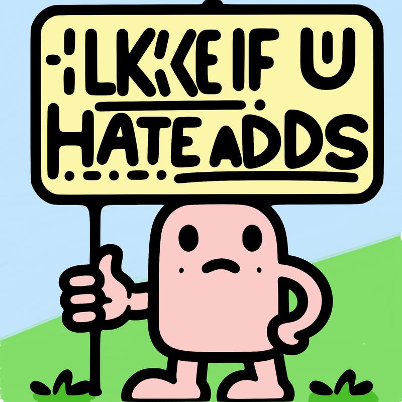 sign that says like if u hate adds