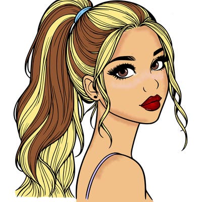 realistic pretty girl with high pony tail