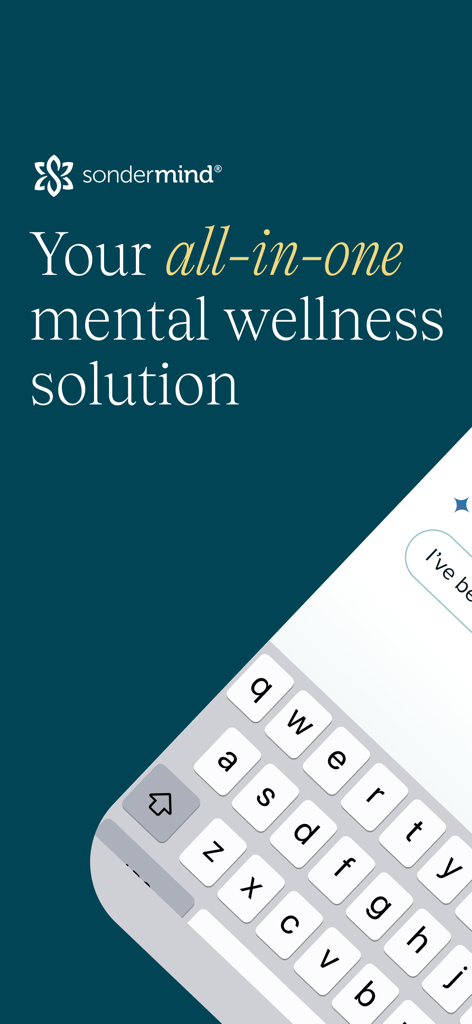 SonderMind app interface featuring the text Your all in one mental wellness solution