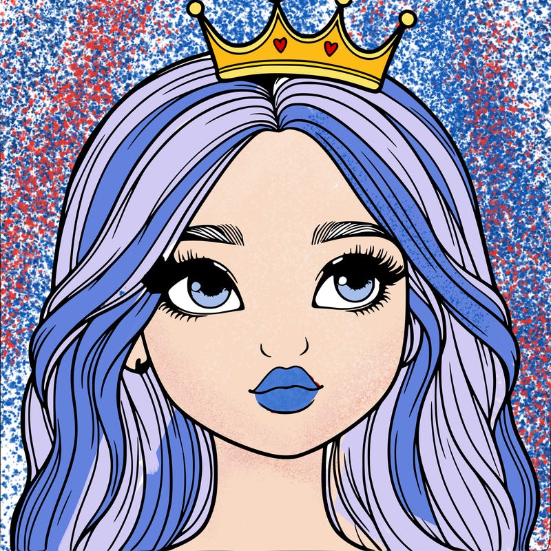 a realistic girl with a crown on