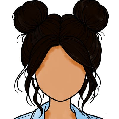 realistic girl with buns on the top of her hair