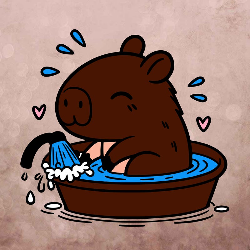capybara taking a bath