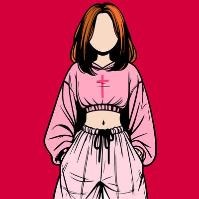 realistic girl faceless with baggy pants and a crop top