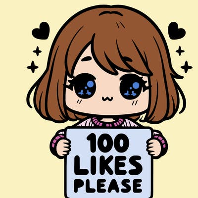 cute girl holding a sign saying 100 likes please