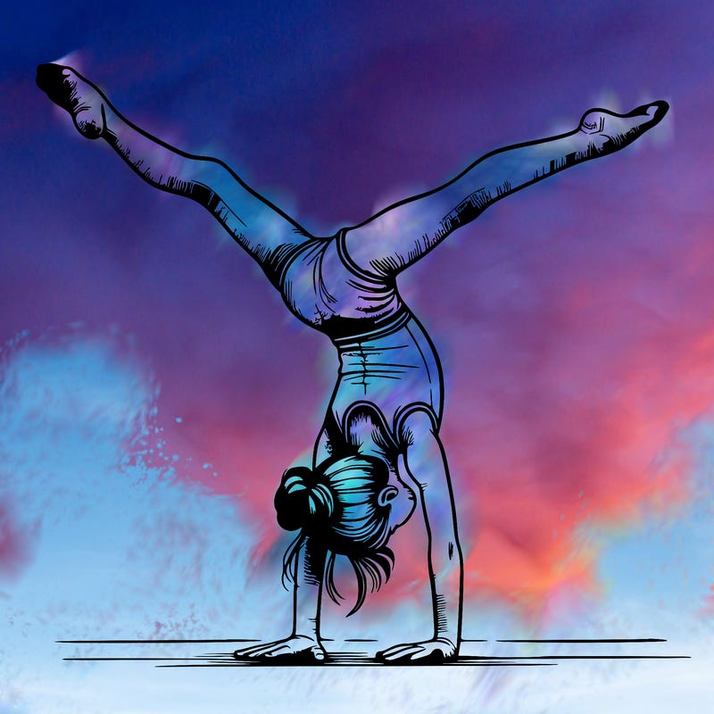 realistic gymnastic hand stand girl in four splits