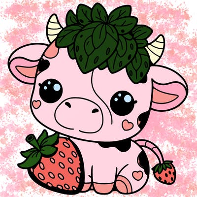 cute strawberry cow