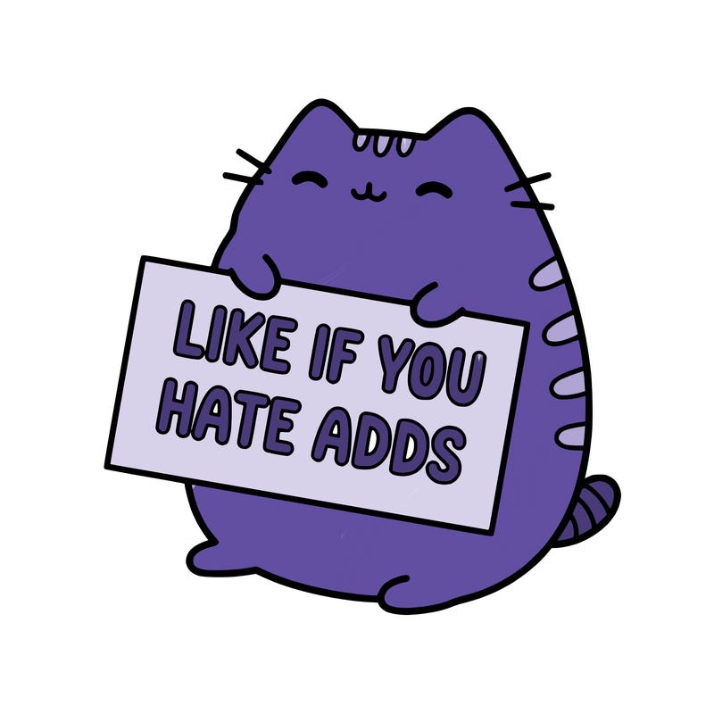 a kawii pusheen cat holding a sign that says like if you hate adds
