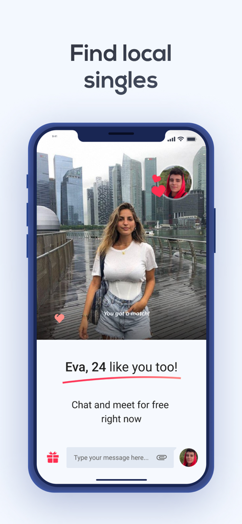 Dating and Chat - Sweet Meet - Una notifica di match sull'app di incontri Sweet Meet con un'opzione per chattare