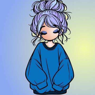 girl with baggy sweatshirt and messy bun