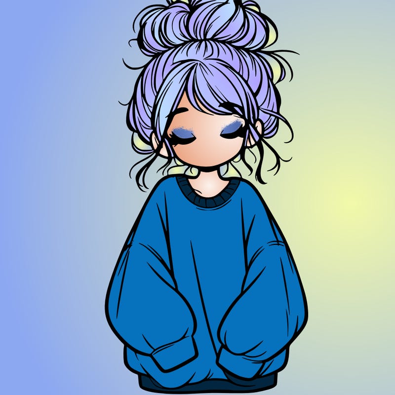 girl with baggy sweatshirt and messy bun