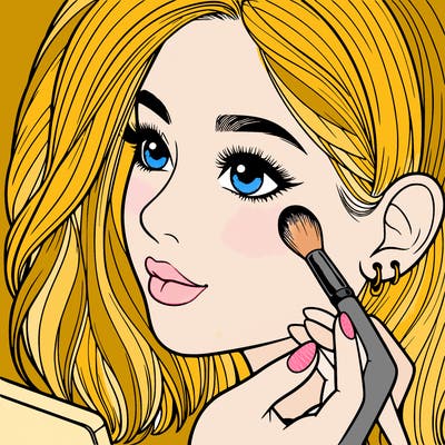 a realistic girl doing her makeup