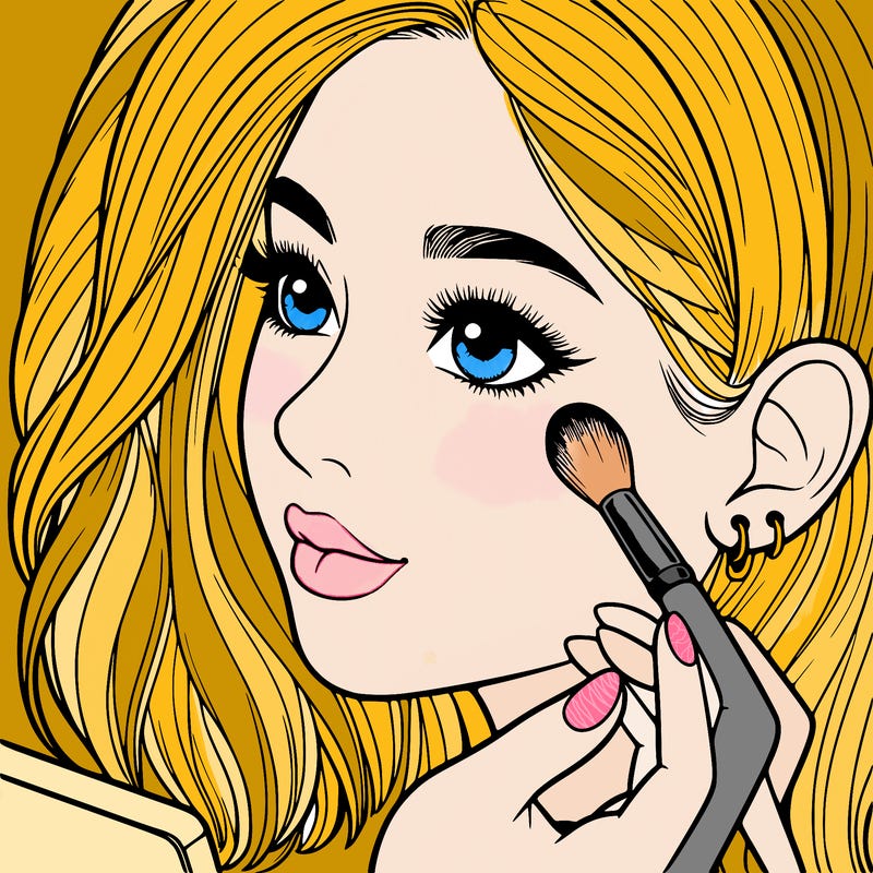 a realistic girl doing her makeup