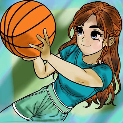 realistic girl playing basketball
